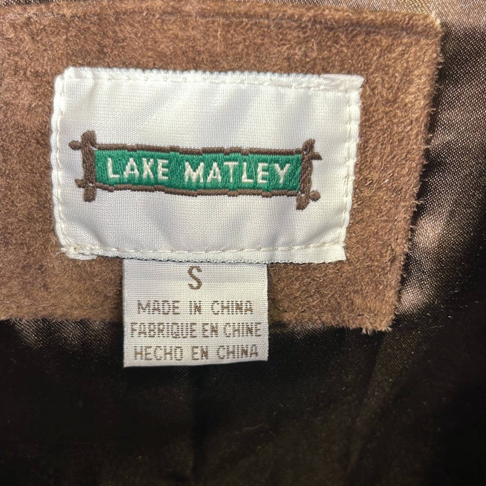 Lake Matley Suede Jacket Pockets Brown Full Zip Front Studded Embroidered Design - Picture 6 of 12